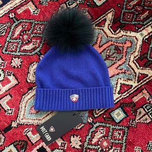 Pyha P Fox Pompom Knit Beanie in Royal Blue